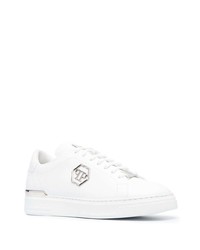 Baskets basses en cuir ornées blanches Philipp Plein