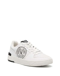 Baskets basses en cuir ornées blanches VERSACE JEANS COUTURE