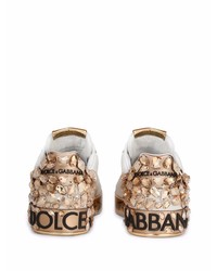 Baskets basses en cuir ornées blanches Dolce & Gabbana