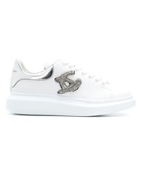 Baskets basses en cuir ornées blanches Alexander McQueen