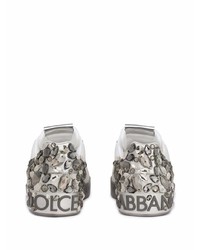 Baskets basses en cuir ornées blanches Dolce & Gabbana