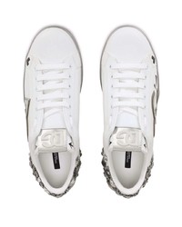 Baskets basses en cuir ornées blanches Dolce & Gabbana