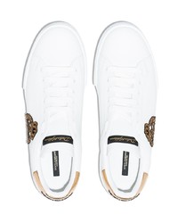 Baskets basses en cuir ornées blanches Dolce & Gabbana