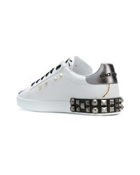 Baskets basses en cuir ornées blanches Dolce & Gabbana