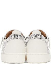 Baskets basses en cuir ornées blanches Giuseppe Zanotti