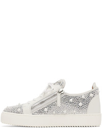 Baskets basses en cuir ornées blanches Giuseppe Zanotti