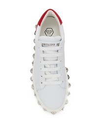 Baskets basses en cuir ornées blanches Philipp Plein