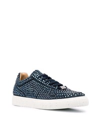 Baskets basses en cuir ornées bleu marine Philipp Plein