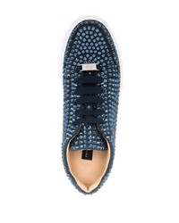 Baskets basses en cuir ornées bleu marine Philipp Plein