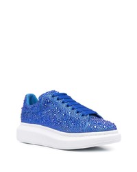 Baskets basses en cuir ornées bleues Alexander McQueen