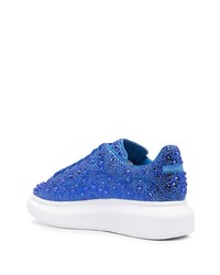 Baskets basses en cuir ornées bleues Alexander McQueen