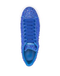 Baskets basses en cuir ornées bleues Alexander McQueen