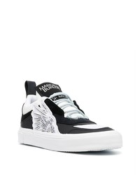 Baskets basses en cuir ornées noires et blanches Marcelo Burlon County of Milan