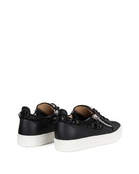 Baskets basses en cuir ornées noires Giuseppe Zanotti