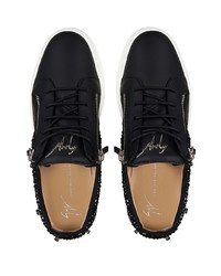 Baskets basses en cuir ornées noires Giuseppe Zanotti