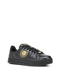 Baskets basses en cuir ornées noires VERSACE JEANS COUTURE