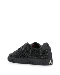 Baskets basses en cuir ornées noires Philipp Plein