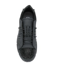 Baskets basses en cuir ornées noires Philipp Plein