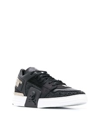 Baskets basses en cuir ornées noires Philipp Plein