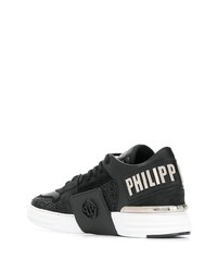 Baskets basses en cuir ornées noires Philipp Plein