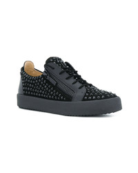 Baskets basses en cuir ornées noires Giuseppe Zanotti Design