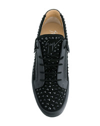 Baskets basses en cuir ornées noires Giuseppe Zanotti Design