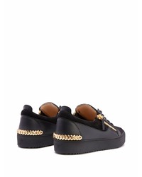 Baskets basses en cuir ornées noires Giuseppe Zanotti