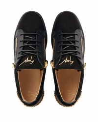 Baskets basses en cuir ornées noires Giuseppe Zanotti