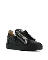 Baskets basses en cuir ornées noires Giuseppe Zanotti