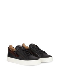 Baskets basses en cuir ornées noires Giuseppe Zanotti