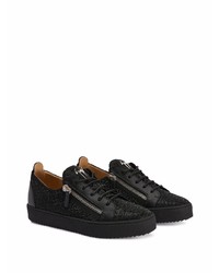 Baskets basses en cuir ornées noires Giuseppe Zanotti