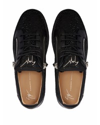 Baskets basses en cuir ornées noires Giuseppe Zanotti