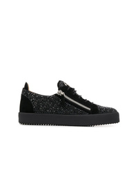 Baskets basses en cuir ornées noires Giuseppe Zanotti Design