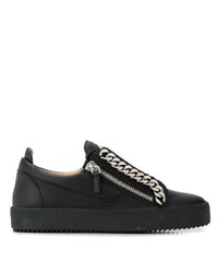 Baskets basses en cuir ornées noires Giuseppe Zanotti