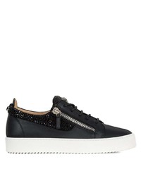 Baskets basses en cuir ornées noires Giuseppe Zanotti