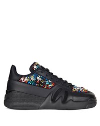 Baskets basses en cuir ornées noires Giuseppe Zanotti