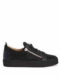 Baskets basses en cuir ornées noires Giuseppe Zanotti