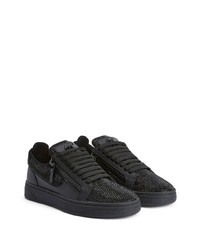 Baskets basses en cuir ornées noires Giuseppe Zanotti