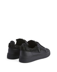 Baskets basses en cuir ornées noires Giuseppe Zanotti