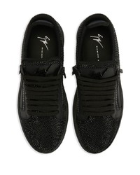 Baskets basses en cuir ornées noires Giuseppe Zanotti