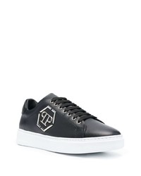 Baskets basses en cuir ornées noires Philipp Plein