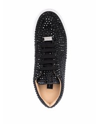 Baskets basses en cuir ornées noires Philipp Plein