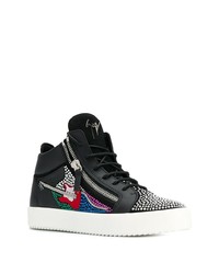 Baskets basses en cuir ornées noires Giuseppe Zanotti