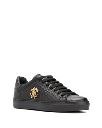 Baskets basses en cuir ornées noires Roberto Cavalli