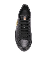 Baskets basses en cuir ornées noires Roberto Cavalli