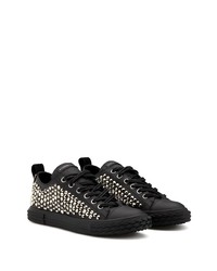 Baskets basses en cuir ornées noires Giuseppe Zanotti