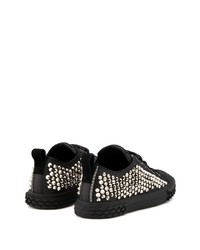 Baskets basses en cuir ornées noires Giuseppe Zanotti