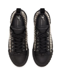 Baskets basses en cuir ornées noires Giuseppe Zanotti