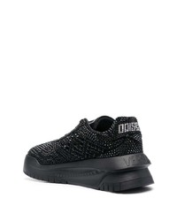 Baskets basses en cuir ornées noires Versace