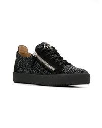 Baskets basses en cuir ornées noires Giuseppe Zanotti Design